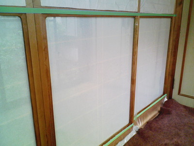 雪見障子に飛散防止フィルム